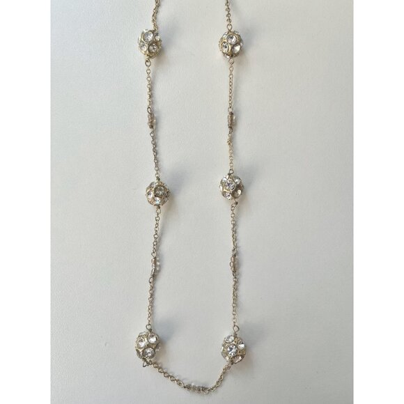 Abercrombie and Fitch Gold Chain Necklace with Rhinestones and Glass Beads - Picture 3 of 8